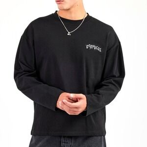 Cernucci Logo Long Sleeve T Shirt Black Streetwear Graphic Tee NWT Men's Size S